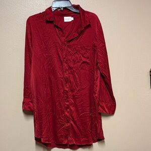 Women's Red Silk Sleep Shirt